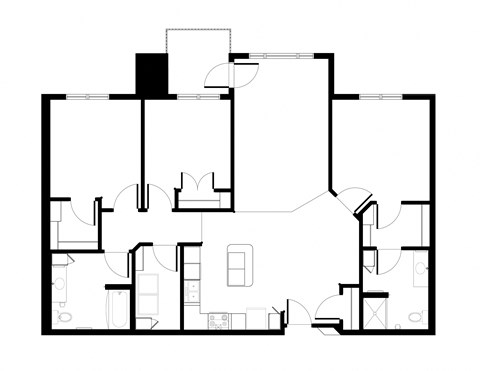 Floor plan for 3 beds, 2 baths, 1441 sqft